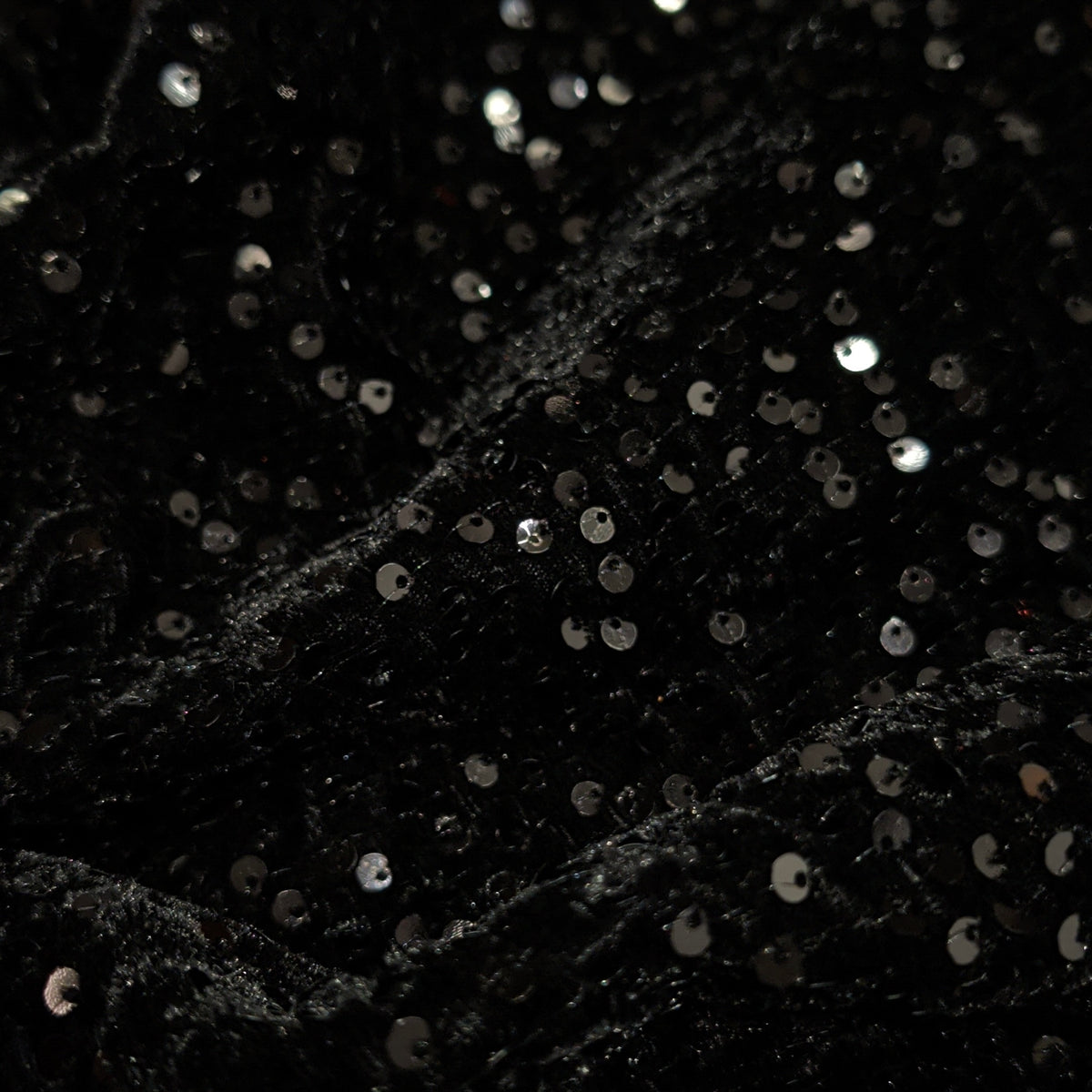 Black Sequin Velvet Fabric – Premium Party Wear Finish | By Meter