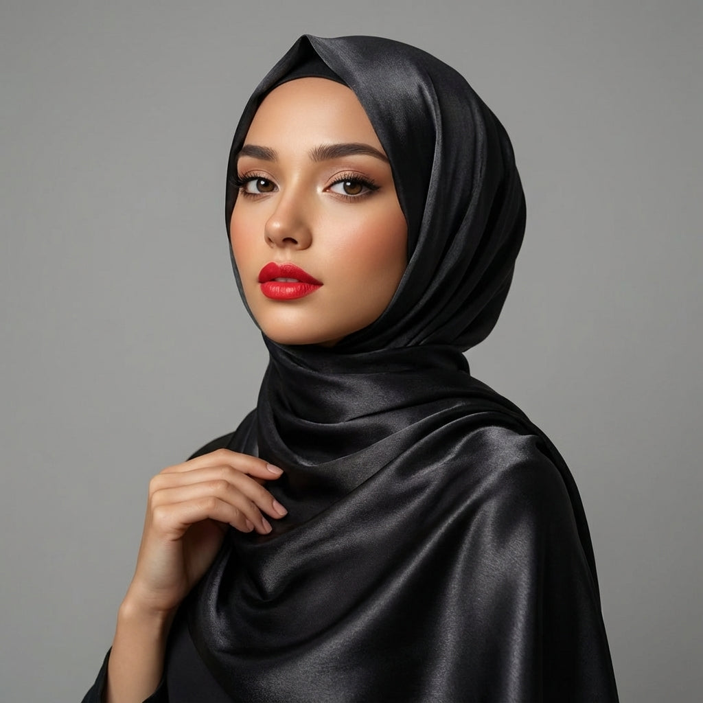Premium Black Hijab – 2.50 Meter Elegant Modest Scarf for Daily & Occasion Wear