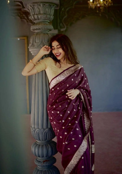 Radiant Grace Banarasi Soft Silk Saree with Gold Zari – Colour 9