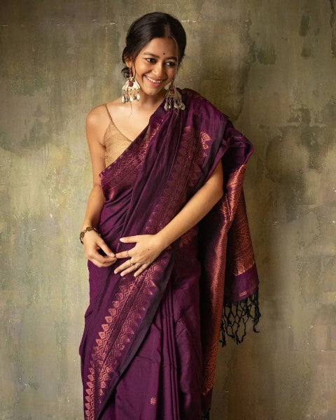 Sky Elegance Banarasi Soft Silk Saree with Colorful Prints & Copper Zari – Colour 5