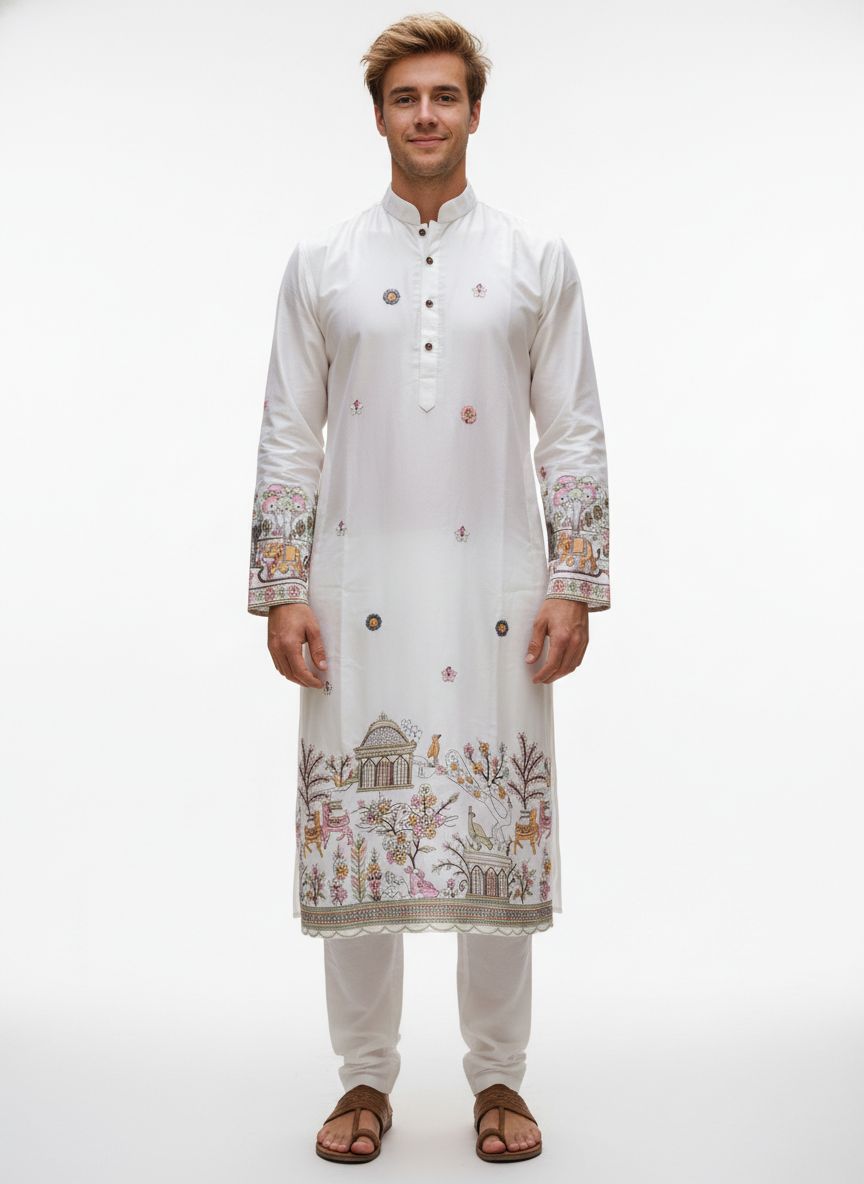 men maya satin embroidered kurta festive ethnic wear