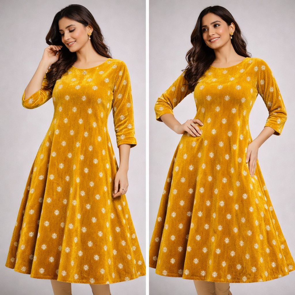 Yellow Star Embroidery Fabric – Designer Embroidered Fabric for Lehenga, Blouse & Kurti – 44 Inch Width – 1 Meter