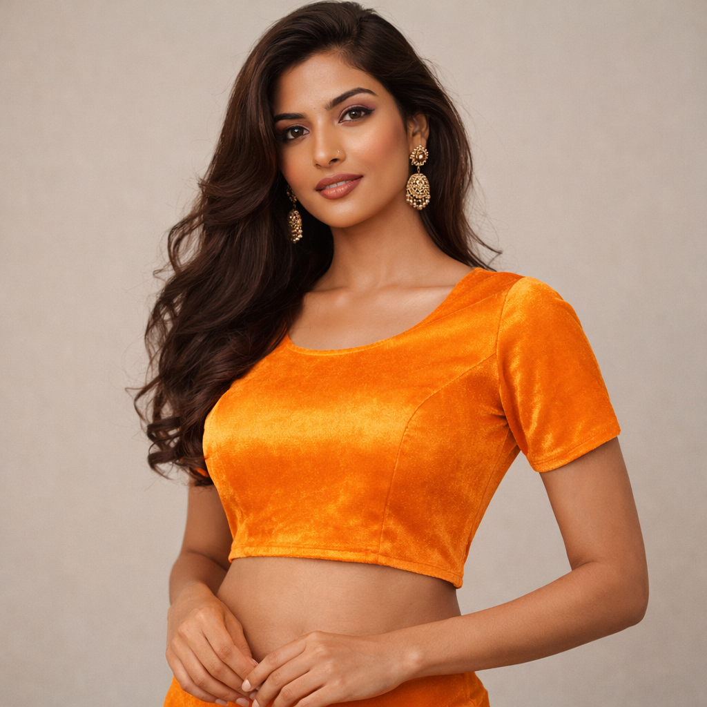 Solid Velvet Fabric for Blouse – Plain Unstitched Velvet Cloth – Yellow – 1 Meter