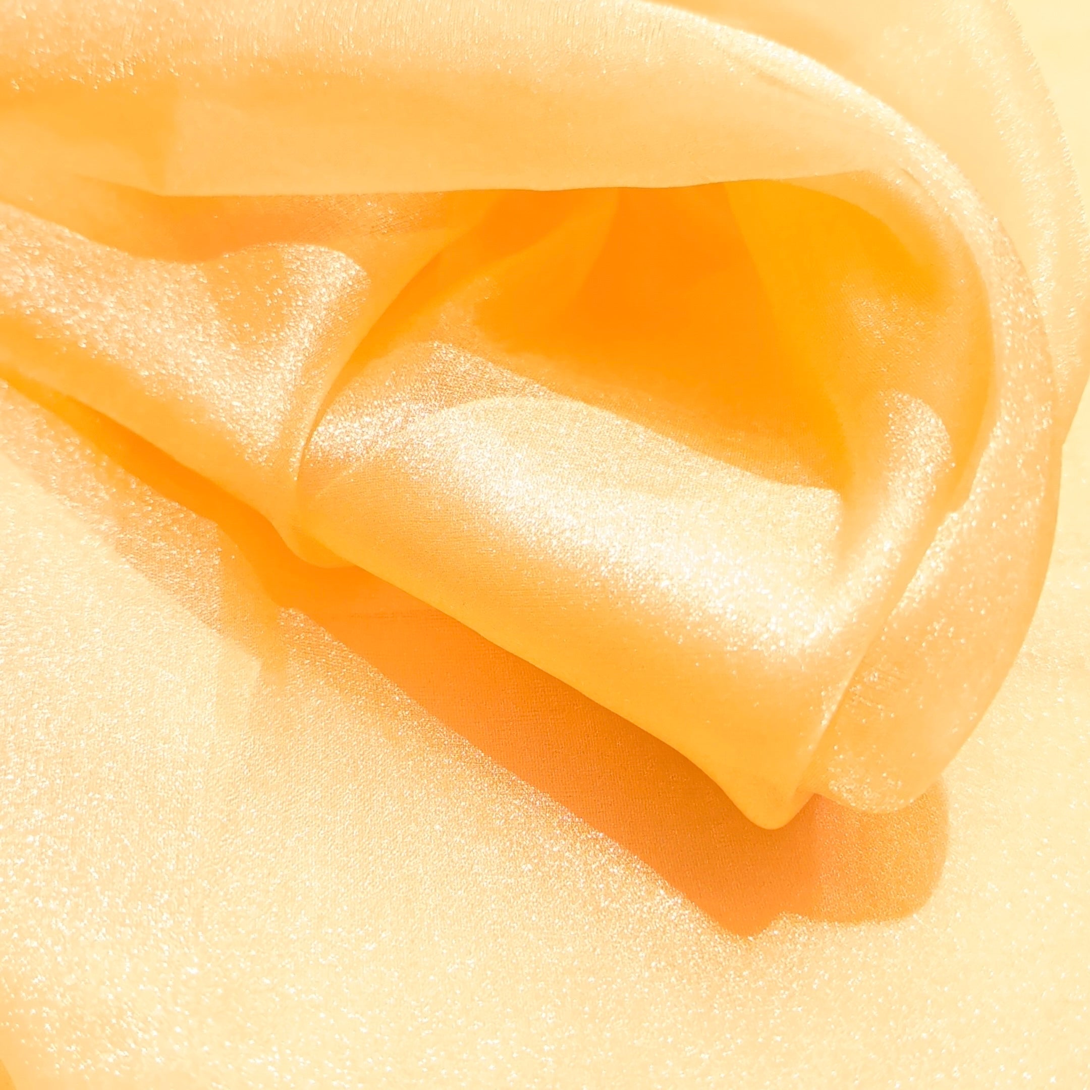 Yellow Organza Zari Fabric 1 Meter | Lightweight Sheer Designer Fabric for Saree, Dupatta, Blouse & Ethnic Wear