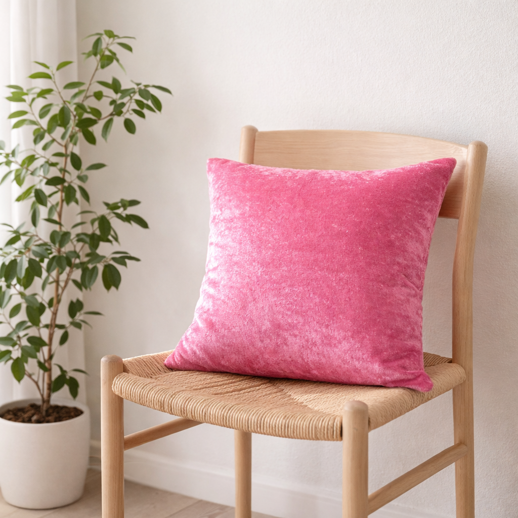 Baby Pink Velvet Cushion | Soft Luxury Decorative Cushion