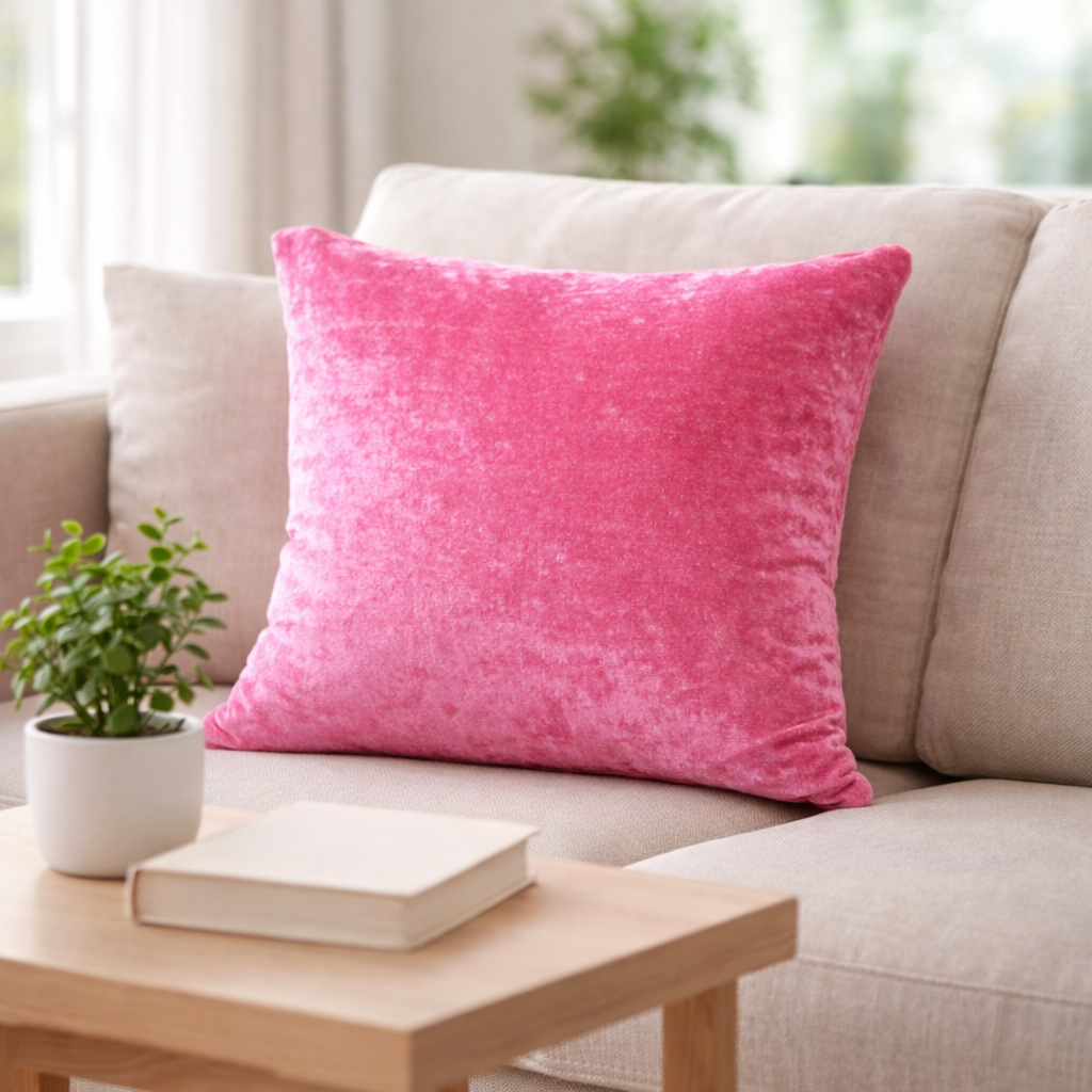 Baby Pink Velvet Cushion | Soft Luxury Decorative Cushion