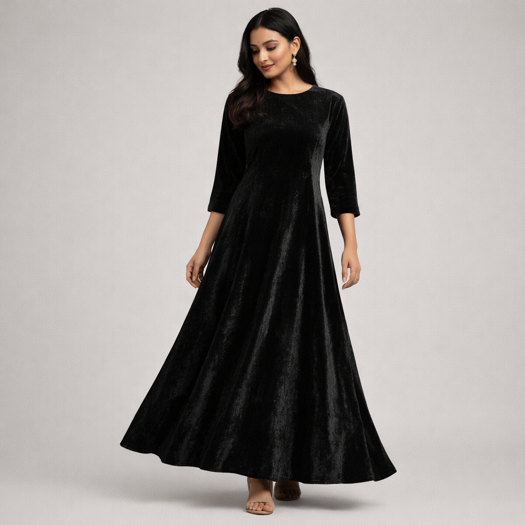 Plain Velvet Fabric Black – 1 Meter Unstitched Blouse Fabric | 44 Inch Width | 220 GSM