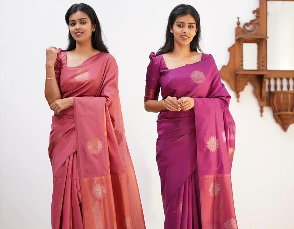 Banarasi Soft Silk Saree with Copper Zari Weaving | Elegant Lustrous Finish | Shade 4 | 420GM