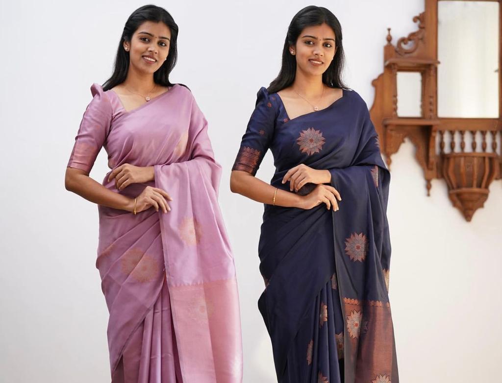 Banarasi Soft Silk Saree with Copper Zari Weaving | Elegant Lustrous Finish | Shade 4 | 420GM