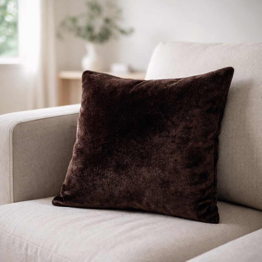 Coffee Velvet Cushion | Warm Elegant Decorative Cushion