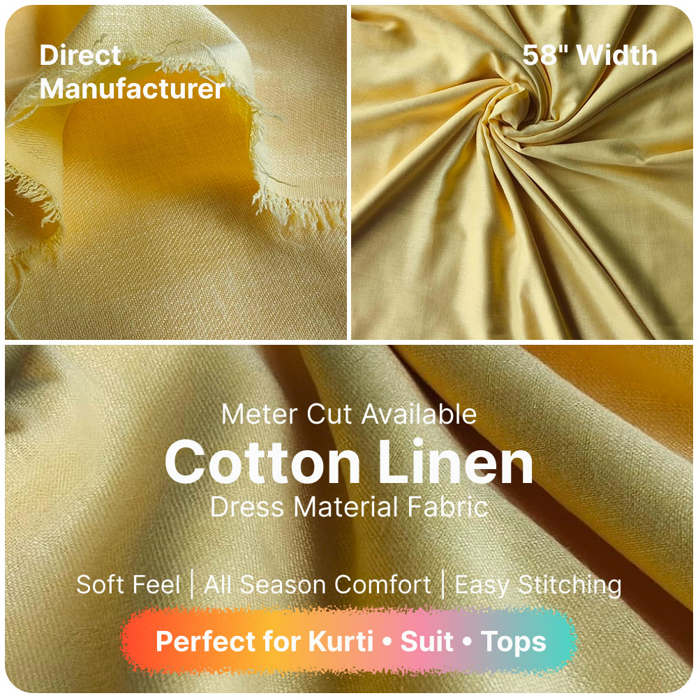 Lemon Yellow Linen Fabric for Kurti, Blouse & Dress | Premium Linen Cloth  Online