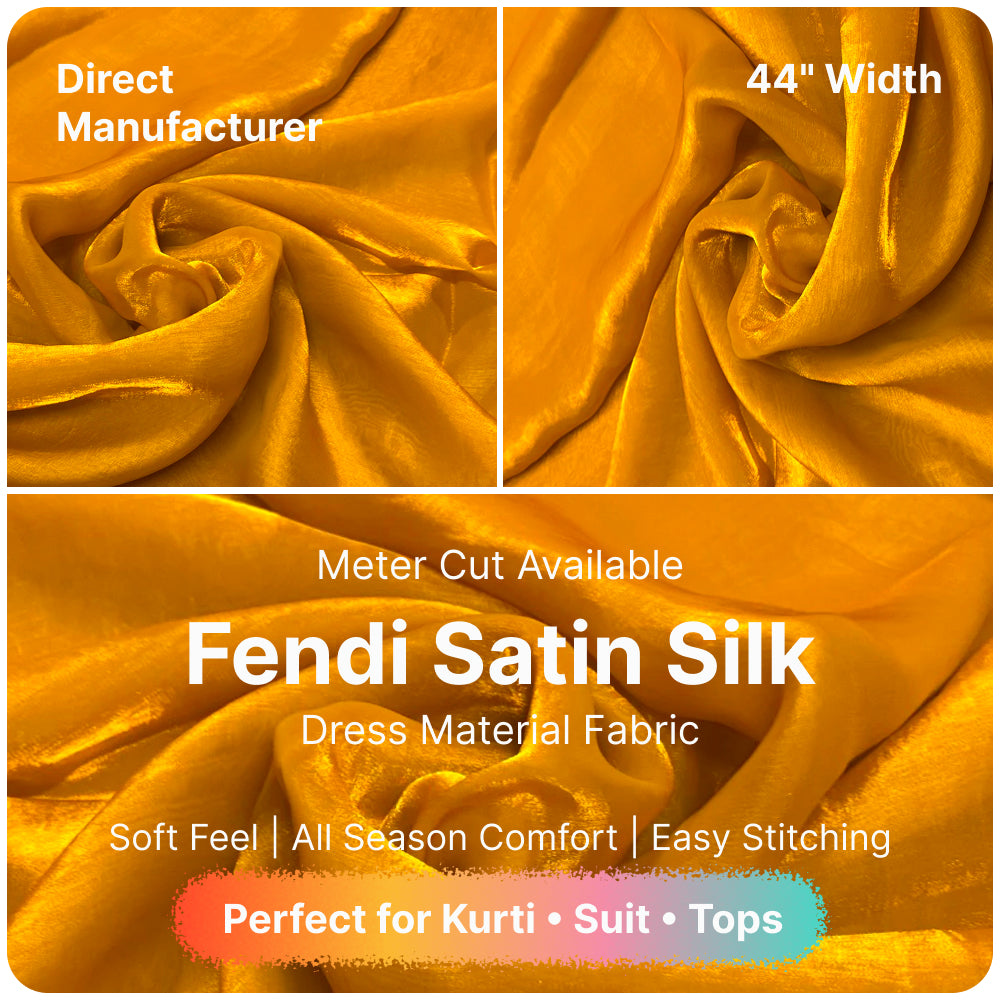 Haldi Yellow Fandi Fabric – Soft Lightweight Plain Fabric for Kurti, Gown & Designer Dresses
