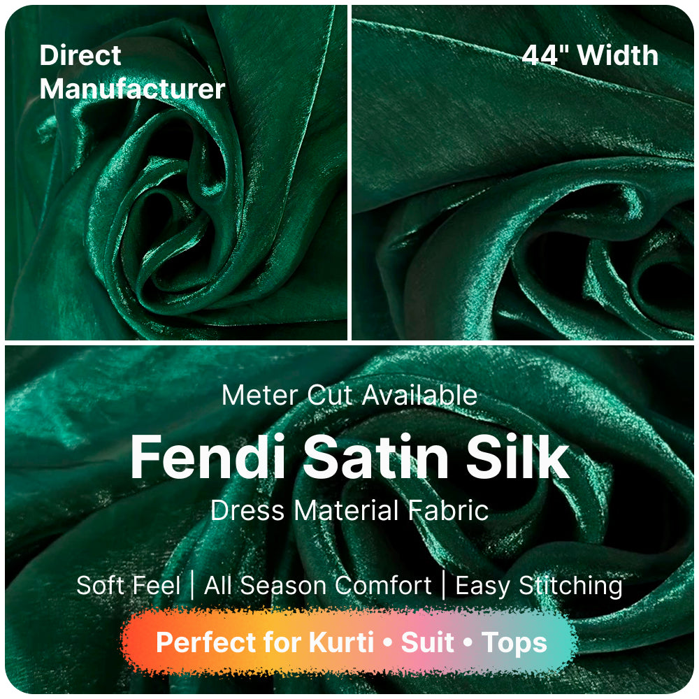 Premium Fandy Satin Fabric Soft Smooth Shiny Satin Cloth for Dress Blouse Kurti Saree Craft Fabric
