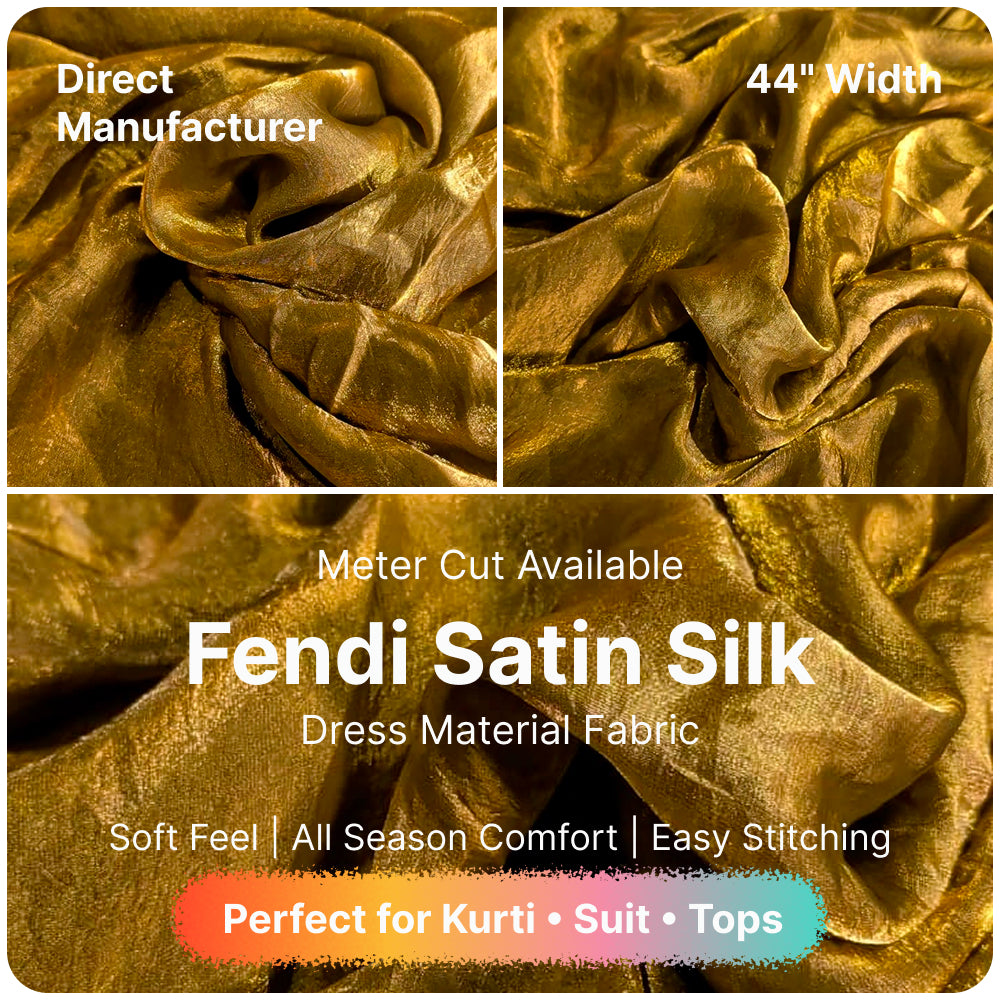 Bronze Gold Fandi Fabric – Soft Lightweight Plain Fabric for Kurti, Gown & Designer Dresses