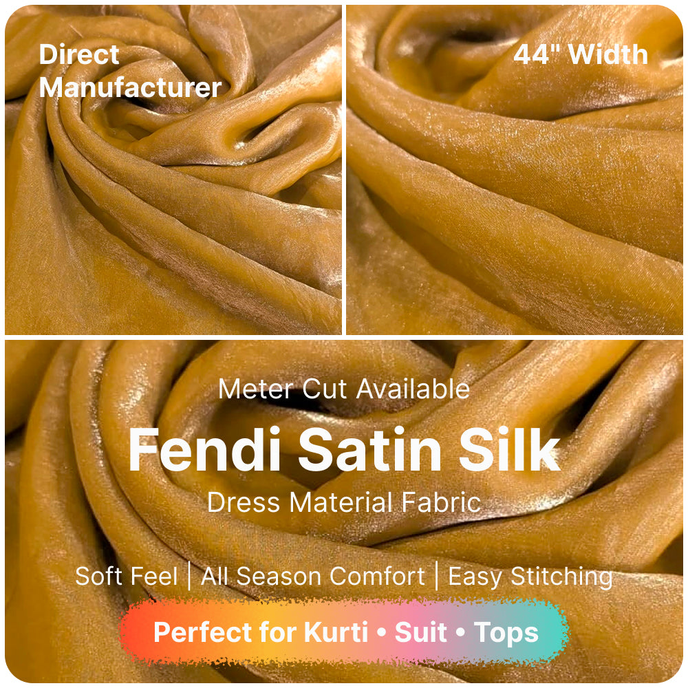 Mustard Yellow Fandi Fabric – Soft Lightweight Plain Fabric for Kurti, Gown & Designer Dresses