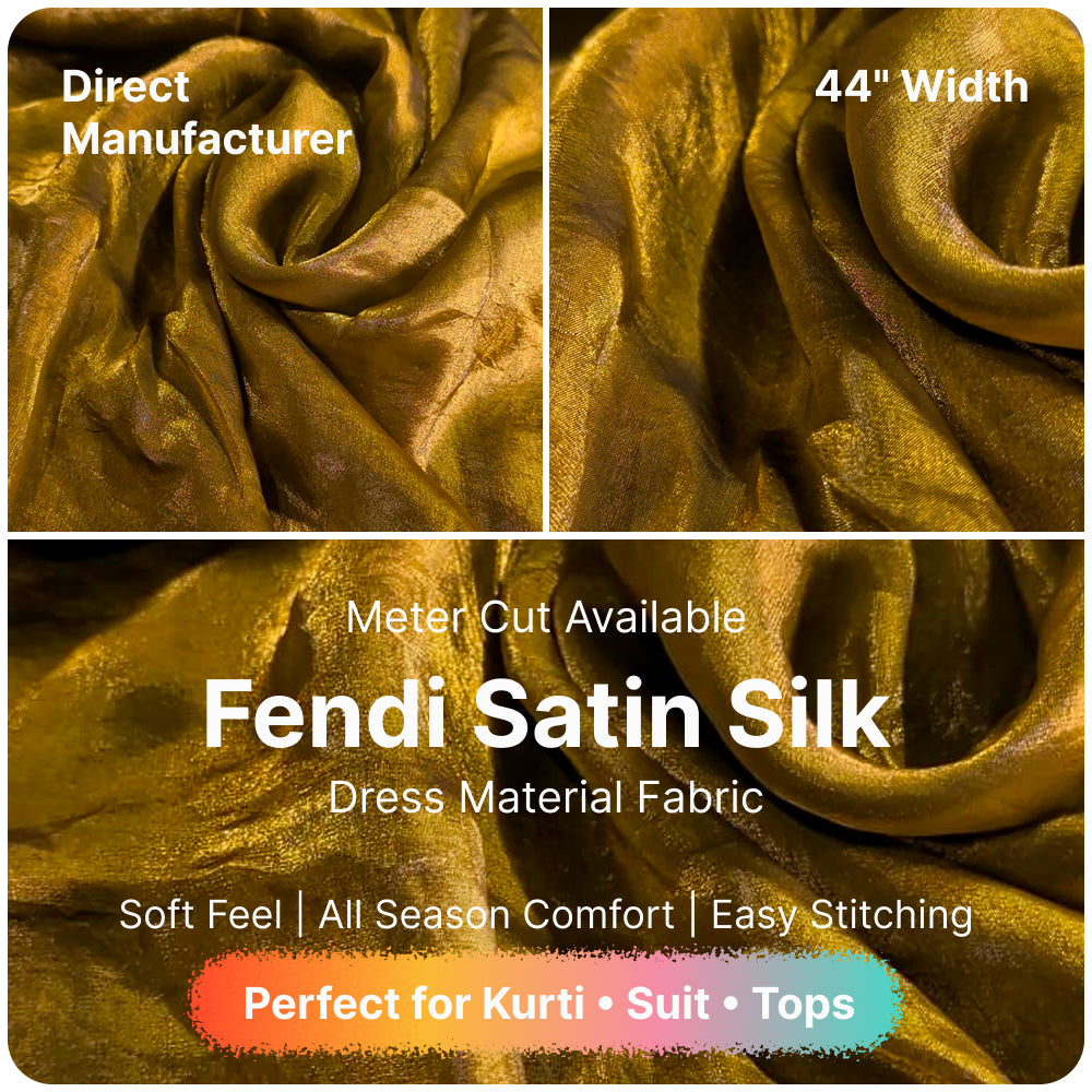 Antique Olive Gold Fandi Fabric – Soft Lightweight Plain Fabric for Kurti, Gown & Designer Dresses