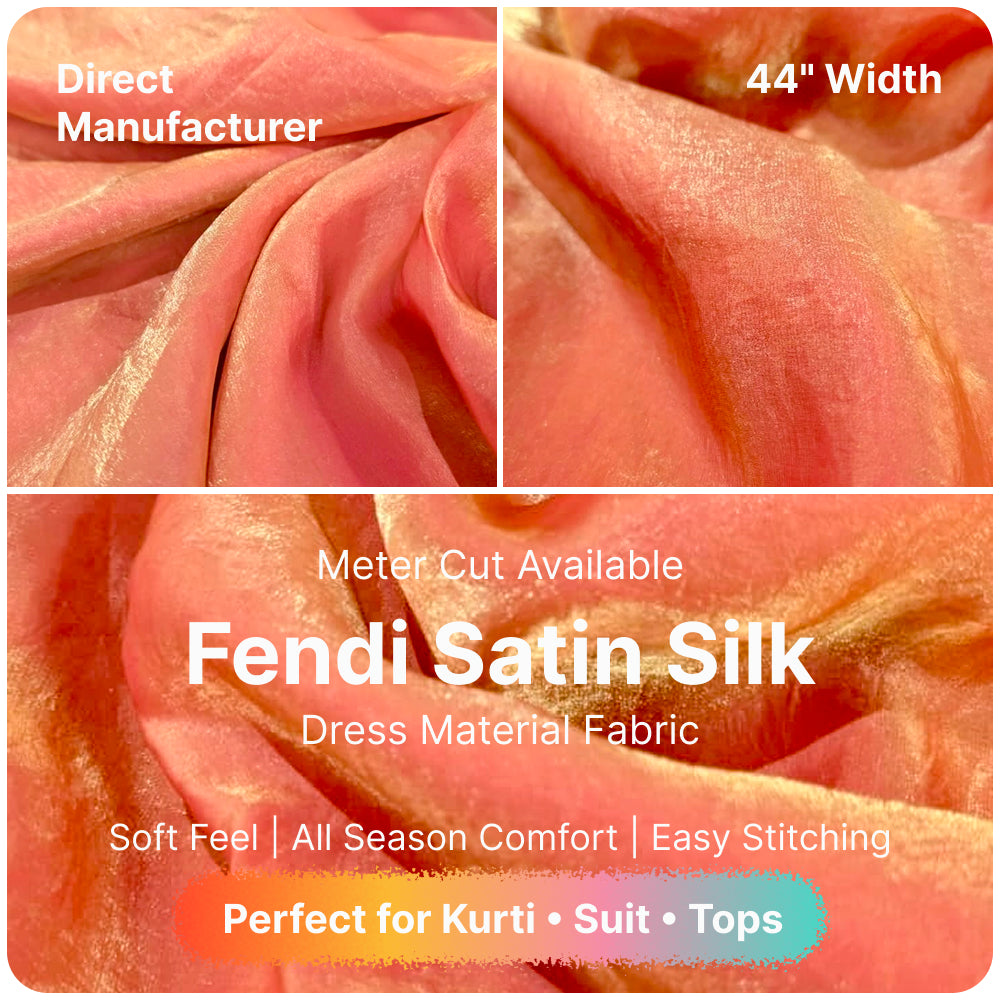 Rosy Peach Fandi Fabric – Soft Lightweight Plain Fabric for Kurti, Gown & Designer Dresses