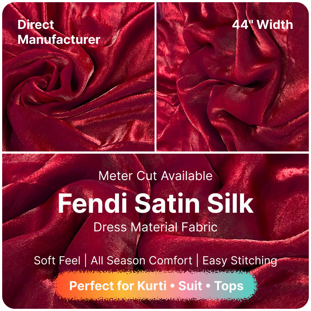 Maroon Fandi Fabric – Soft Lightweight Plain Fabric for Kurti, Gown & Designer Dresses