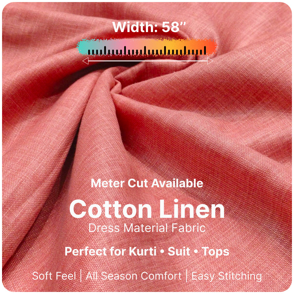 Rosewood Pink Premium Linen Fabric for Kurti, Blouse & Dress Material | Soft Breathable Linen Cloth