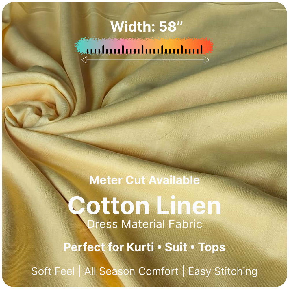 Lemon Yellow Premium Linen Fabric for Kurti, Blouse & Dress Material | Soft Breathable Linen Cloth