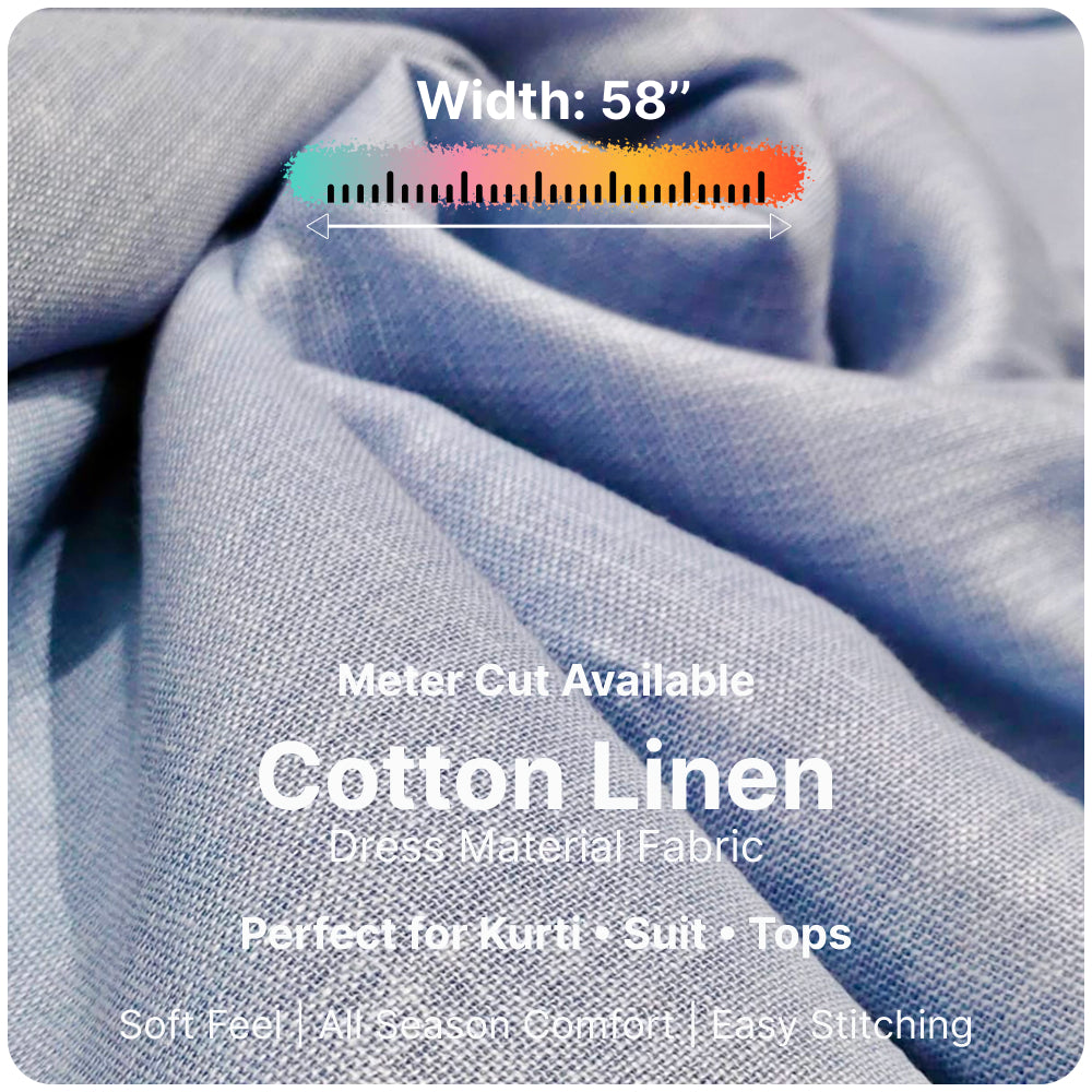 Premium Sky Blue Linen Fabric for Kurti Shirt and Dress | Soft Breathable Plain Linen Cloth | Boutique Quality Fabric
