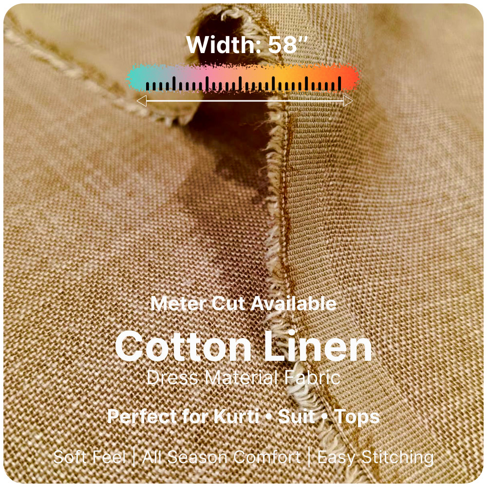 Premium Sand Beige Linen Fabric for Kurti, Shirt & Dress | Soft Breathable Plain Linen Cloth | Boutique Quality Fabric