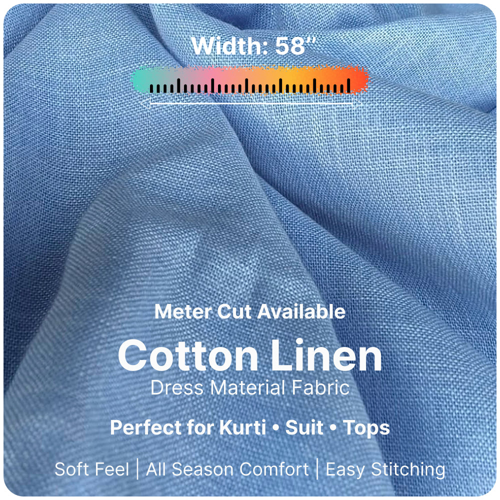 Royal Blue Premium Linen Fabric for Kurti, Blouse & Dress Material | Soft Breathable Linen Cloth