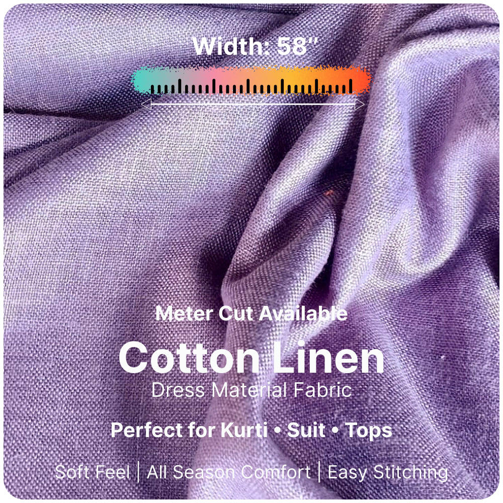 Smoky Lavender Grey Premium Linen Fabric for Kurti, Blouse & Dress Material | Soft Breathable Linen Cloth