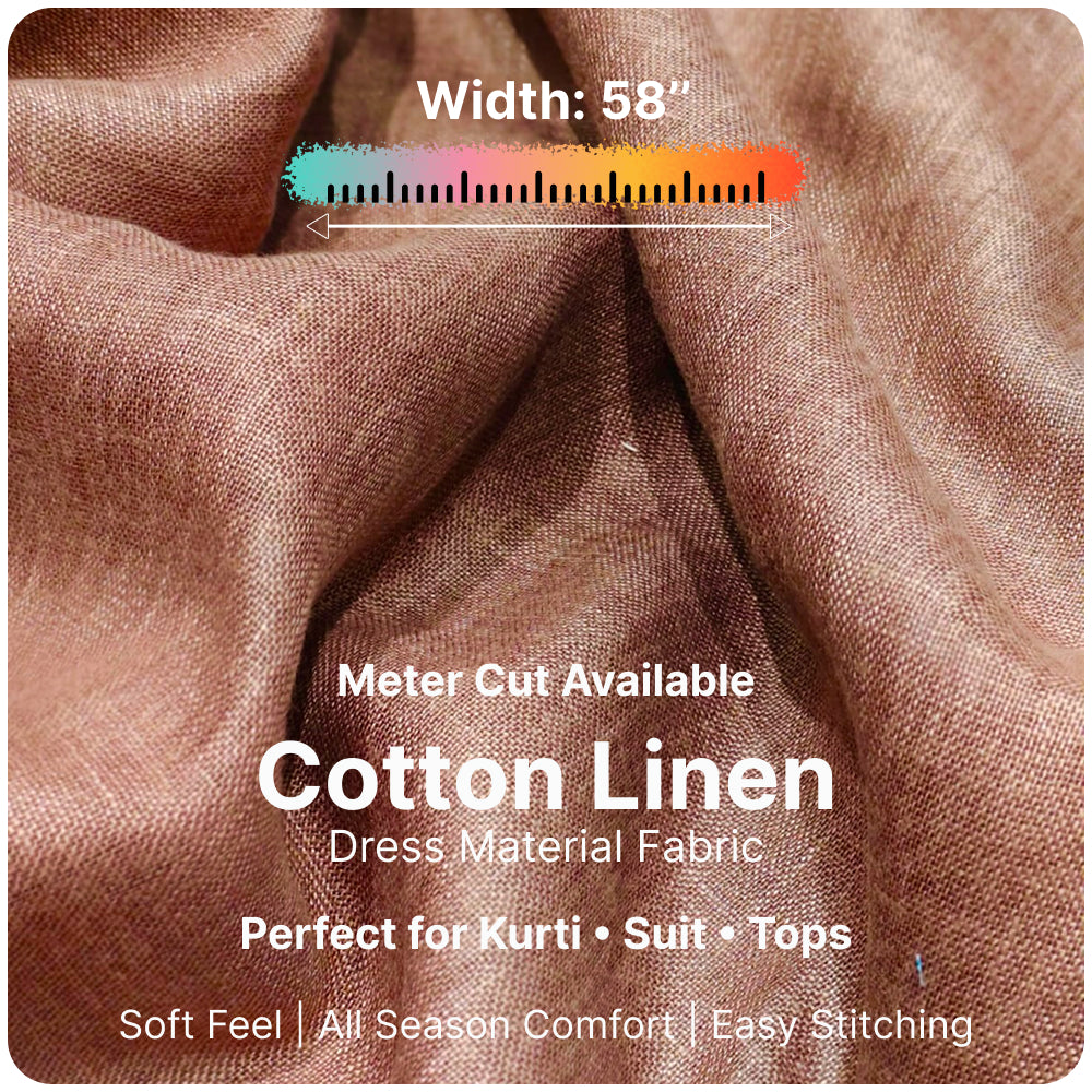 Premium Coffee Brown Linen Fabric for Kurti Shirt and Dress | Soft Breathable Plain Linen Cloth | Boutique Quality Fabric