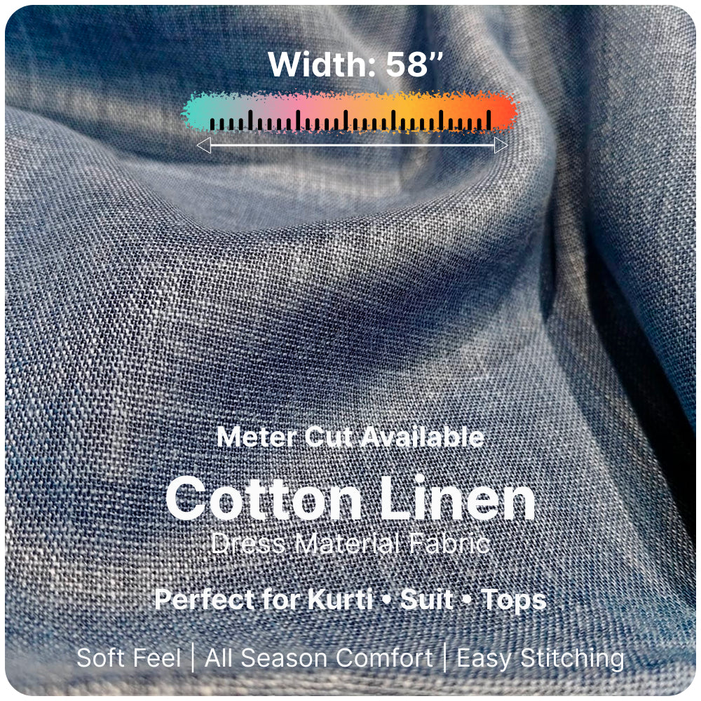 Premium Steel Blue Linen Fabric for Kurti Shirt and Dress | Soft Breathable Plain Linen Cloth | Boutique Quality Fabric