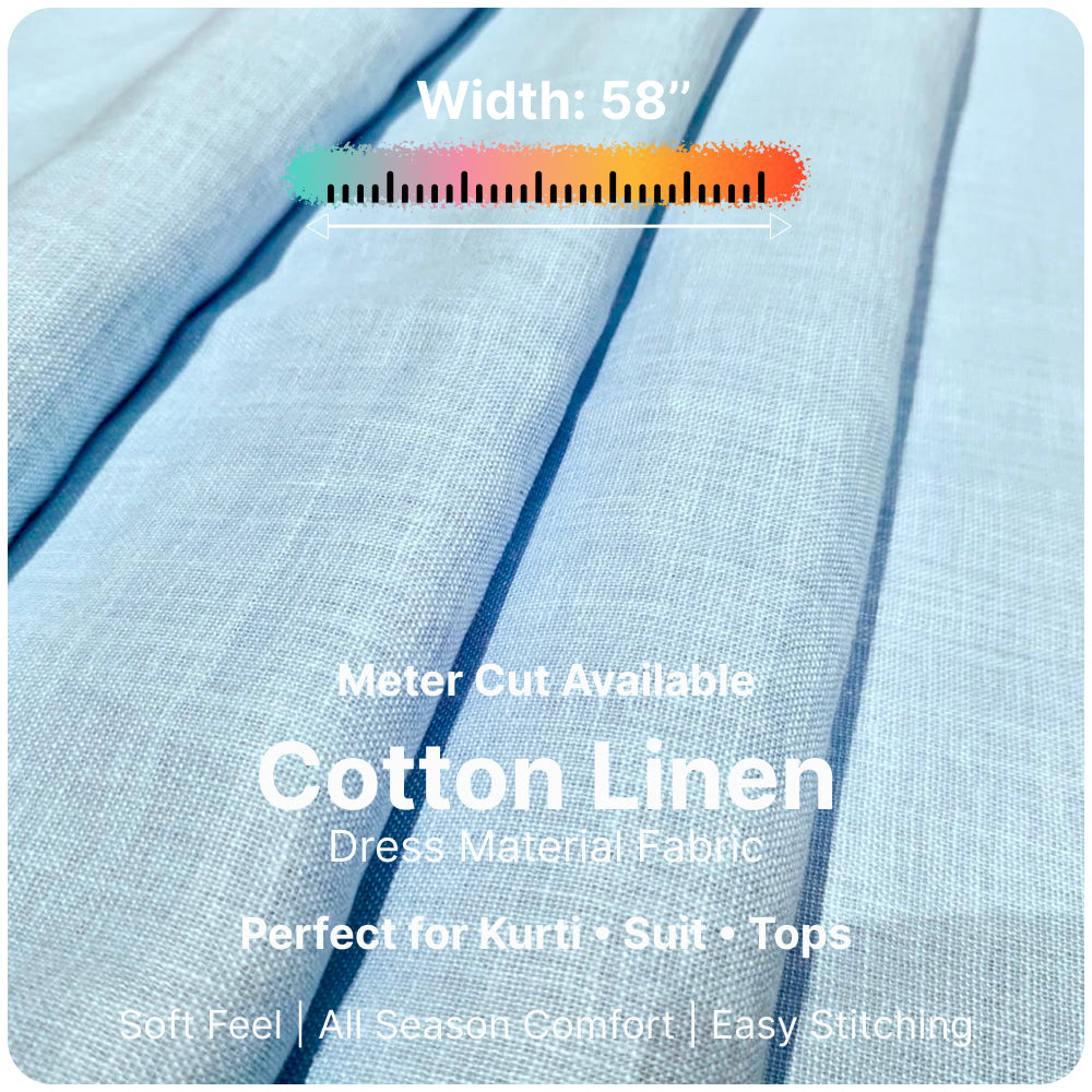 Premium Powder Blue Linen Fabric for Kurti Shirt and Dress | Soft Breathable Plain Linen Cloth | Boutique Quality Fabric