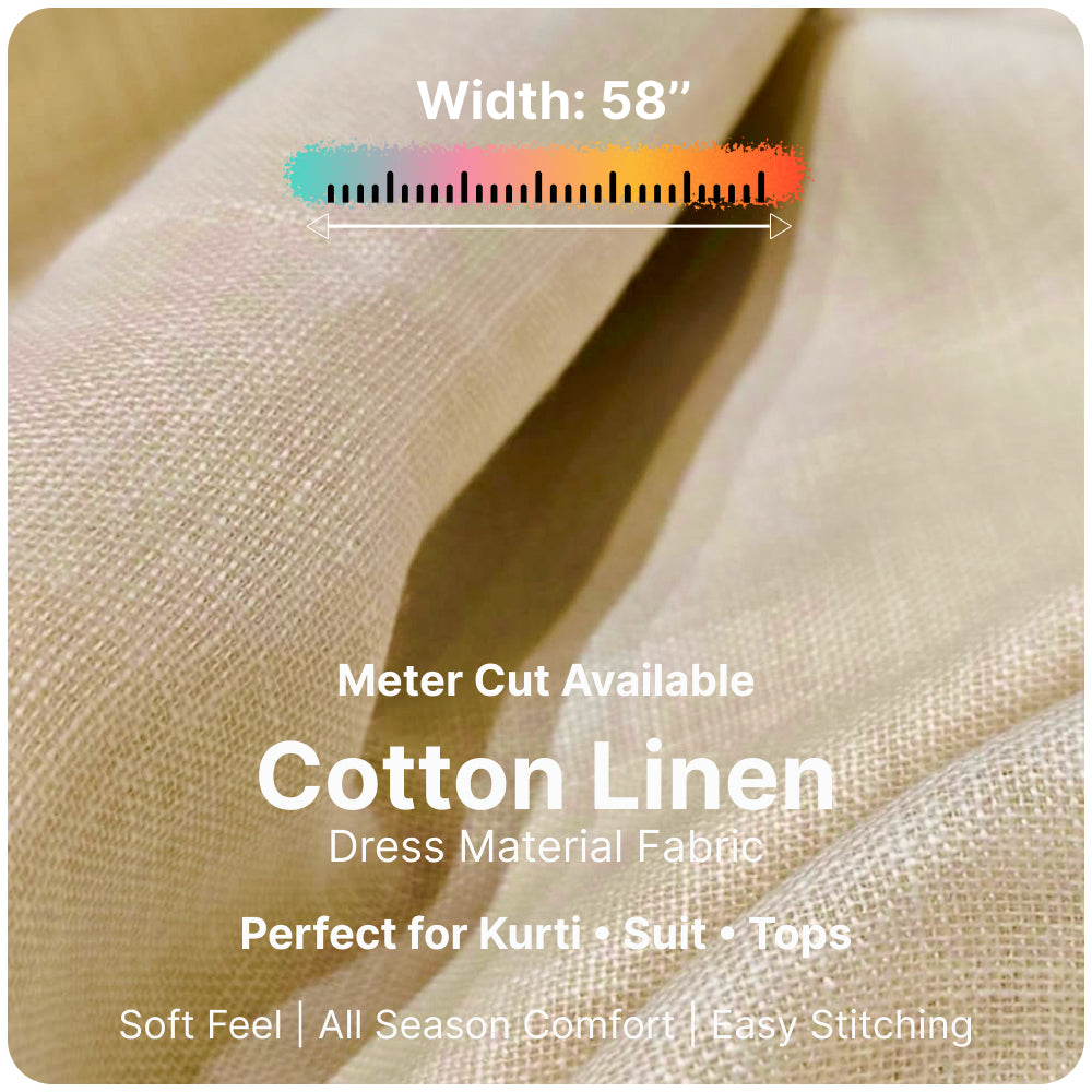Premium Ivory Cream Linen Fabric for Kurti Shirt and Dress | Soft Breathable Plain Linen Cloth | Boutique Quality Fabric