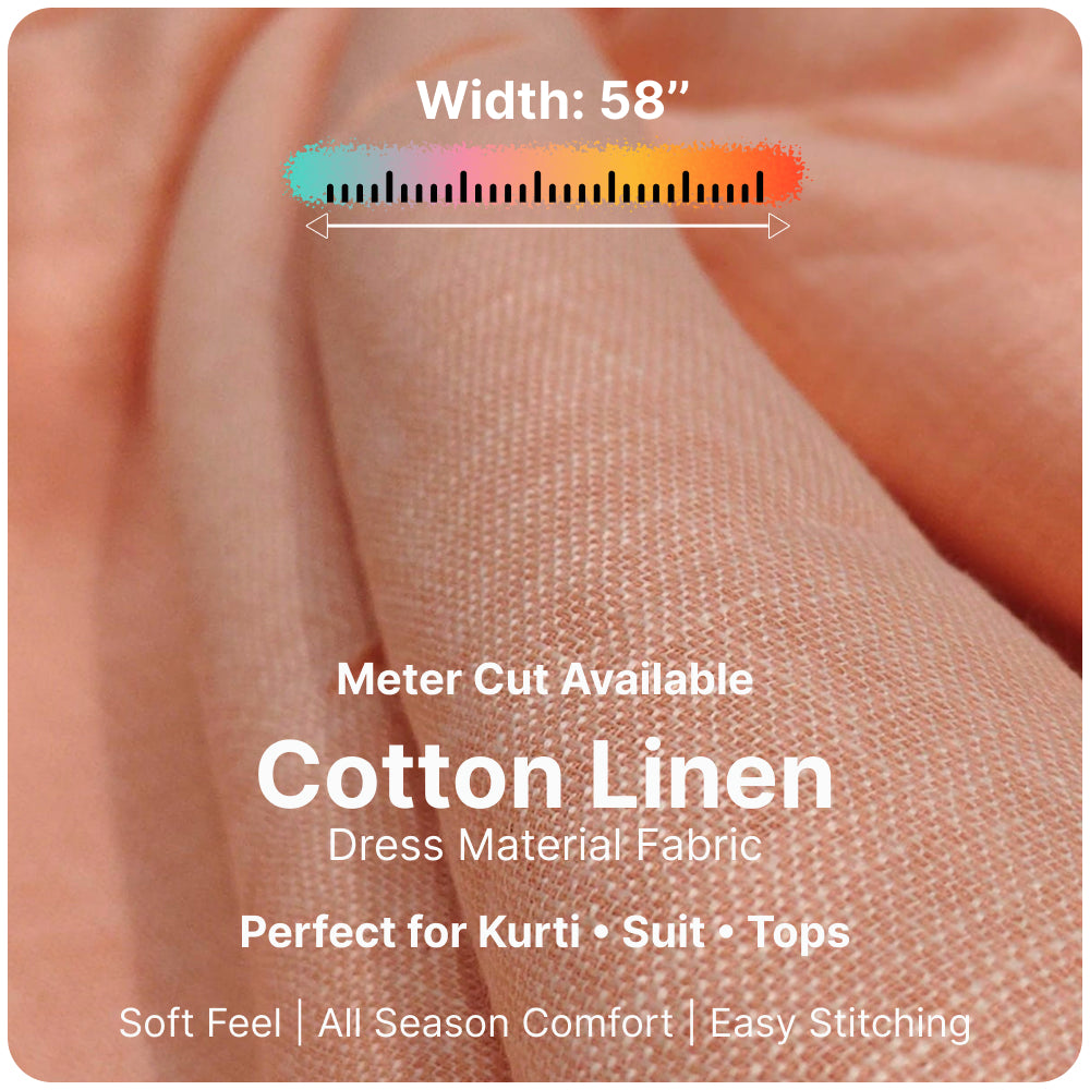 Peach Beige Premium Linen Fabric for Kurti, Blouse & Dress Material | Soft Breathable Linen Cloth