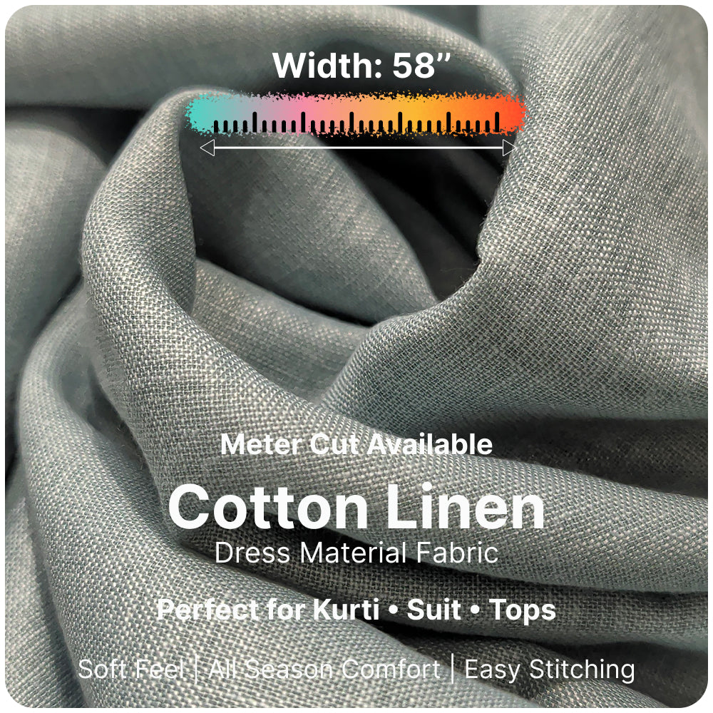 Aqua Blue Premium Linen Fabric for Kurti, Blouse & Dress Material | Soft Breathable Linen Cloth