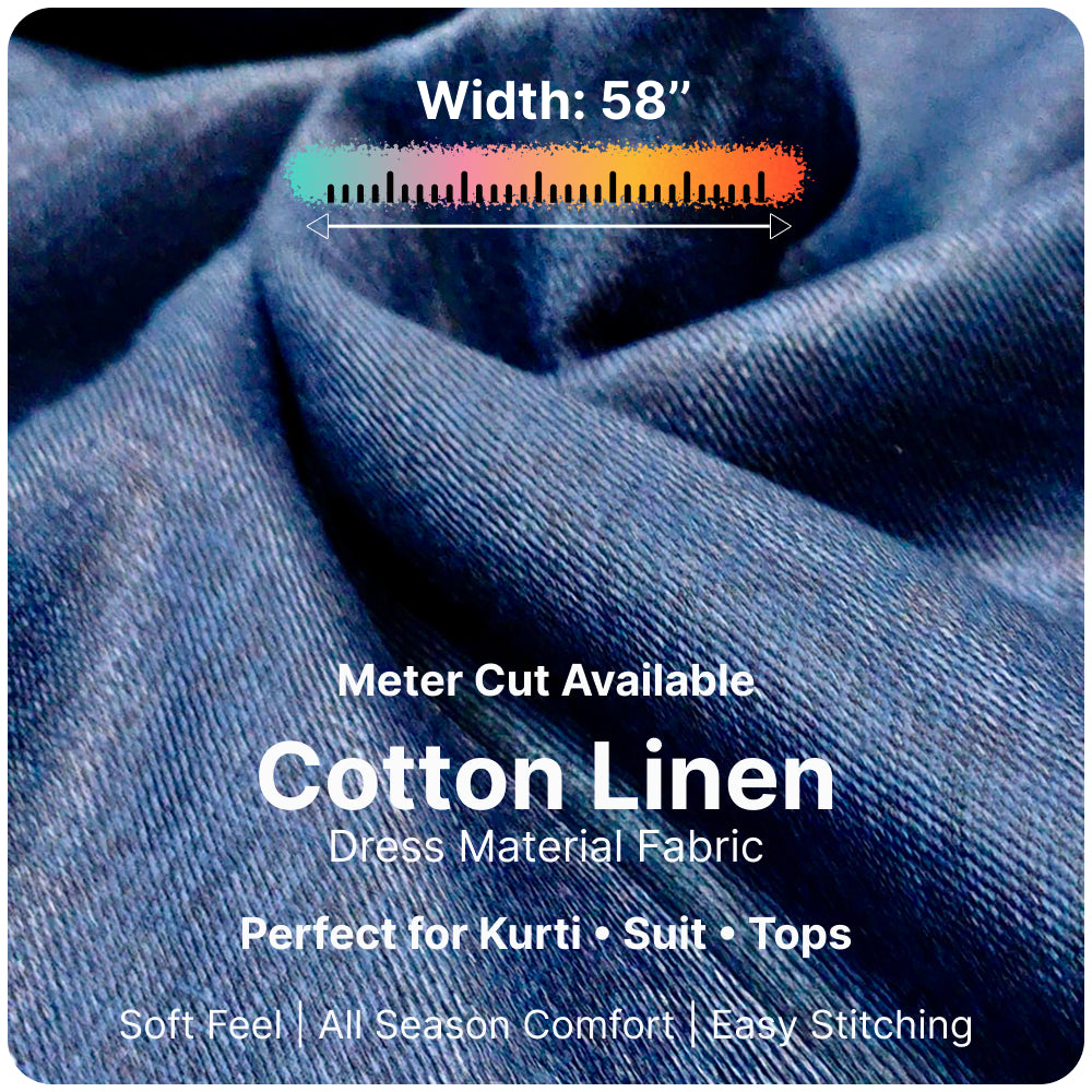 Premium Navy Blue Linen Fabric for Kurti Shirt and Dress | Soft Breathable Plain Linen Cloth | Boutique Quality Fabric