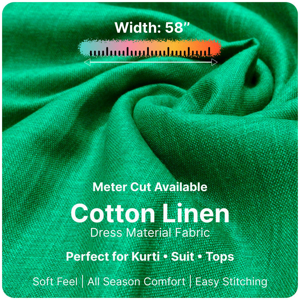 Bottle Green Premium Linen Fabric for Kurti, Blouse & Dress Material | Soft Breathable Linen Cloth