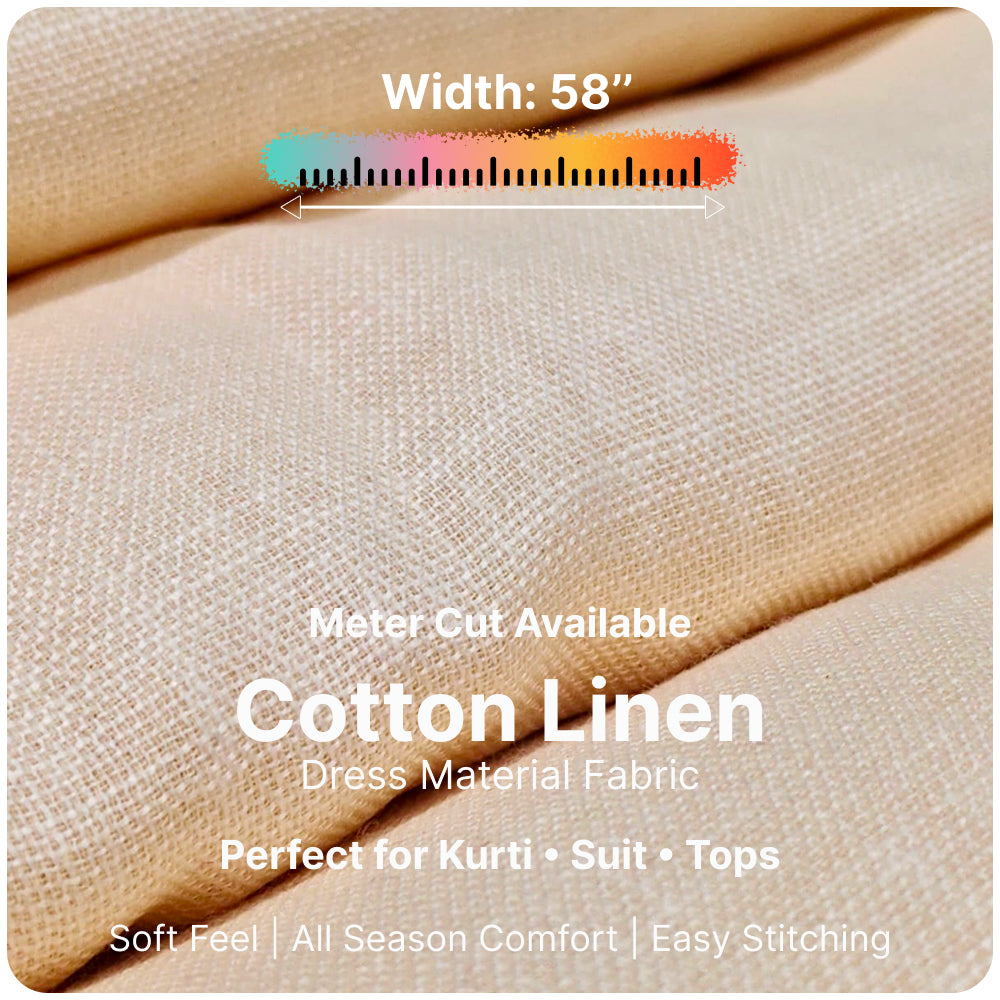 Sand Yellow Premium Linen Fabric for Kurti, Blouse & Dress Material | Soft Breathable Linen Cloth