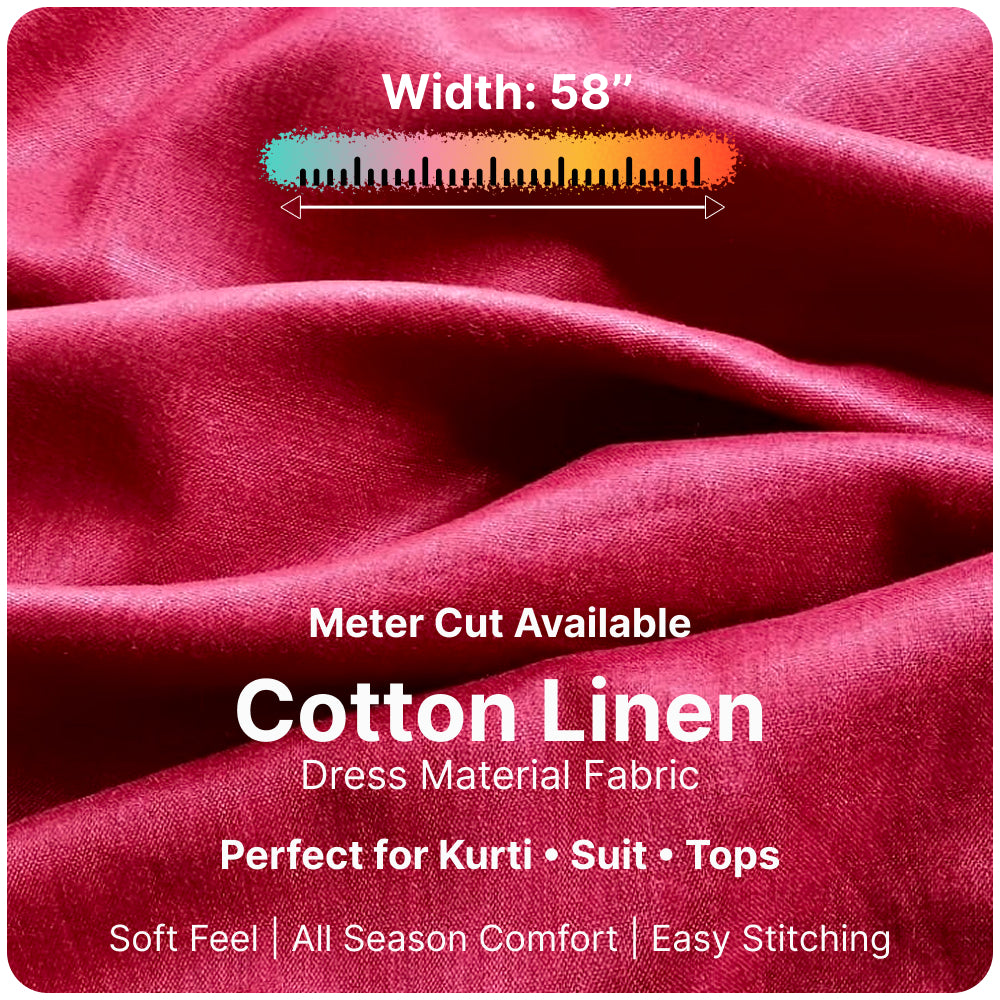 Wine Maroon Premium Linen Fabric for Kurti, Blouse & Dress Material | Soft Breathable Linen Cloth