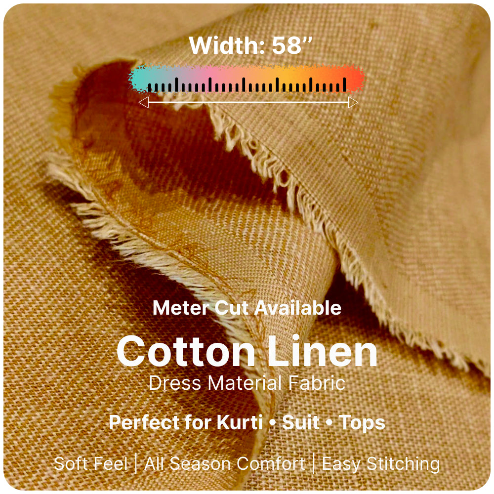 Mustard Golden Premium Linen Fabric for Kurti, Blouse & Dress Material | Soft Breathable Linen Cloth