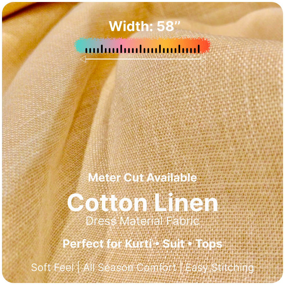 Soft Beige Premium Linen Fabric for Kurti, Blouse & Dress Material | Soft Breathable Linen Cloth