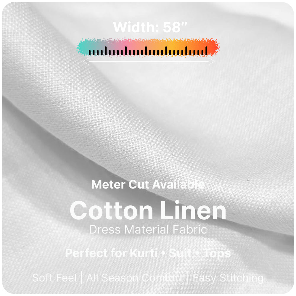 White Premium Linen Fabric for Kurti, Blouse & Dress Material | Soft Breathable Linen Cloth