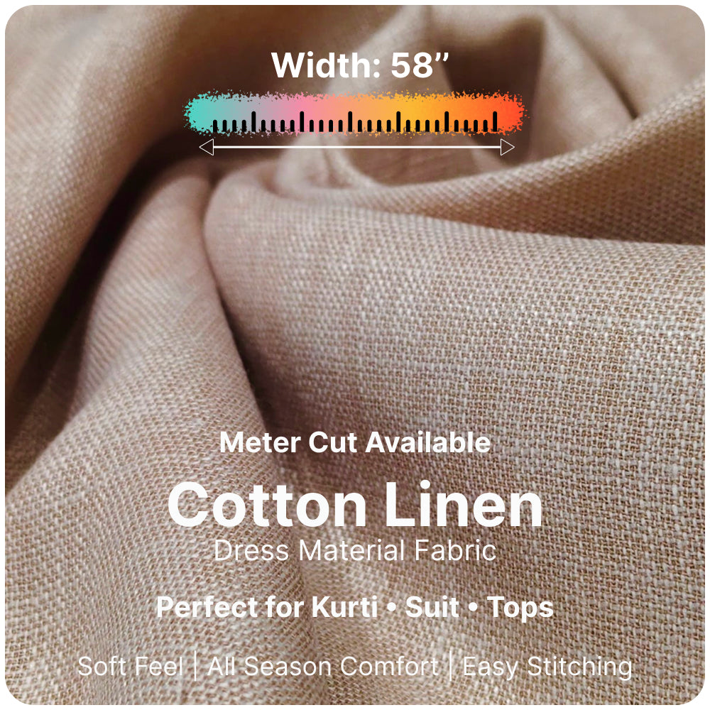 Beige Gold Premium Linen Fabric for Kurti, Blouse & Dress Material | Soft Breathable Linen Cloth