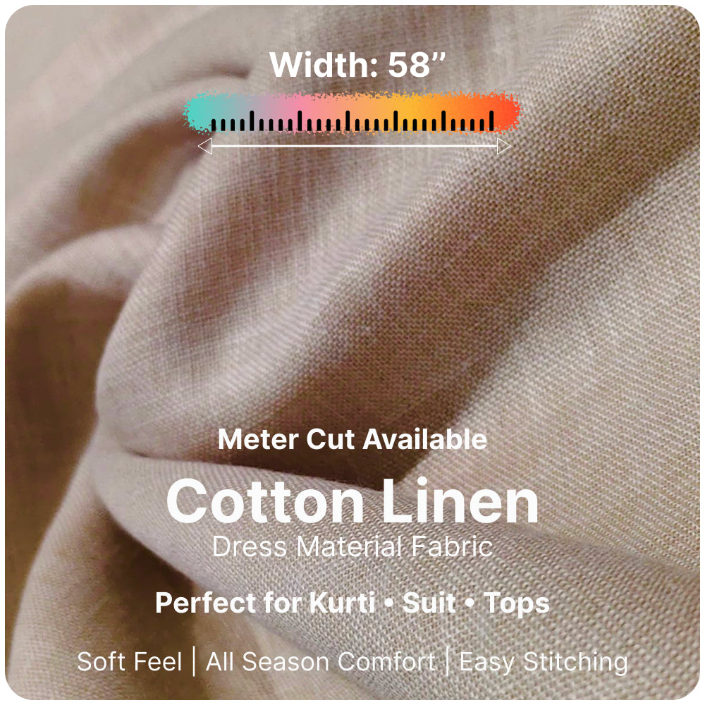 Wheat Beige Premium Linen Fabric for Kurti, Blouse & Dress Material | Soft Breathable Linen Cloth