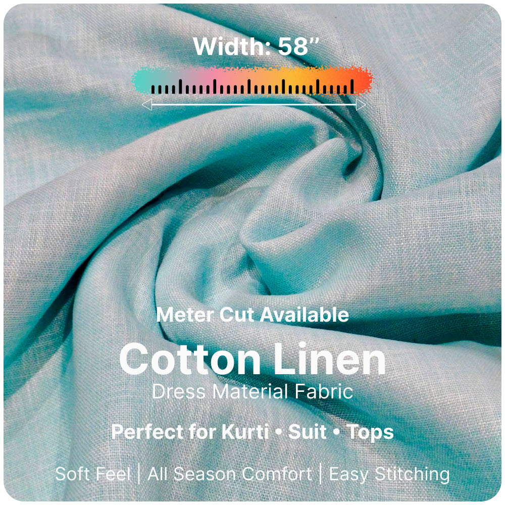 Ice Blue Premium Linen Fabric for Kurti, Blouse & Dress Material | Soft Breathable Linen Cloth