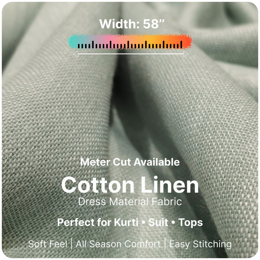 Mint Green Premium Linen Fabric for Kurti, Blouse & Dress Material | Soft Breathable Linen Cloth