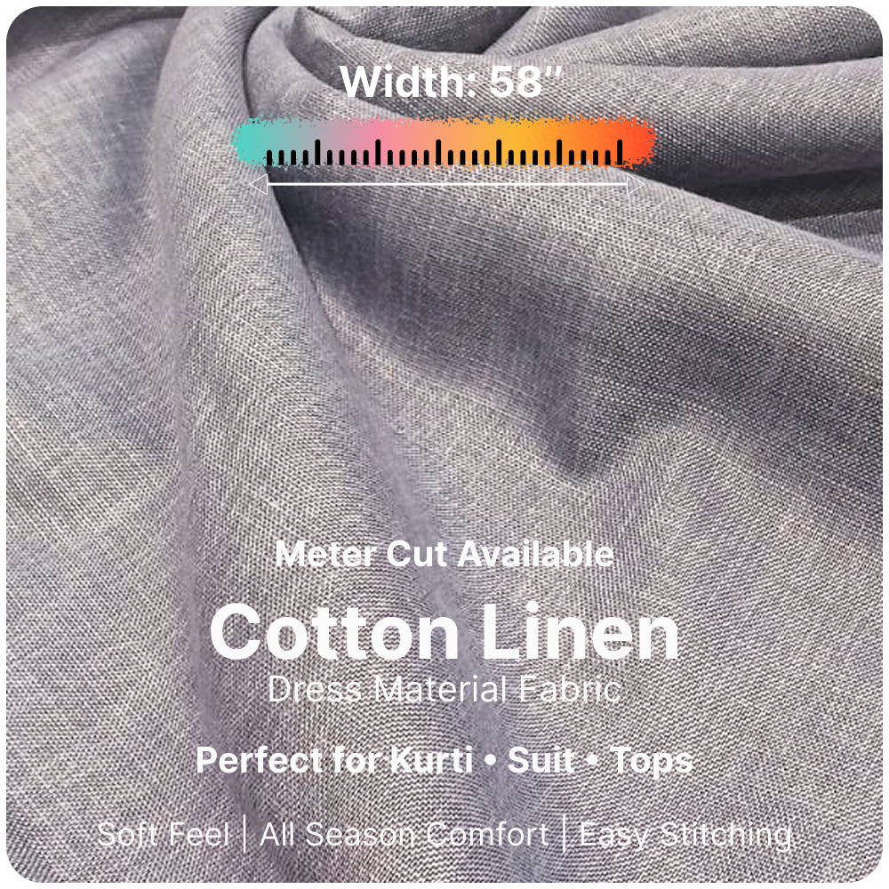 Ash Grey Premium Linen Fabric for Kurti, Blouse & Dress Material | Soft Breathable Linen Cloth