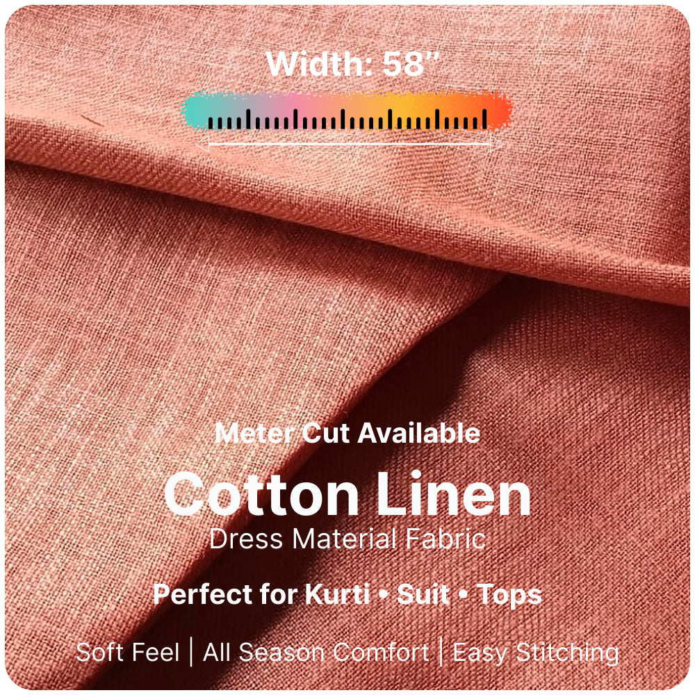 Cinnamon Brown Premium Linen Fabric for Kurti, Blouse & Dress Material | Soft Breathable Linen Cloth