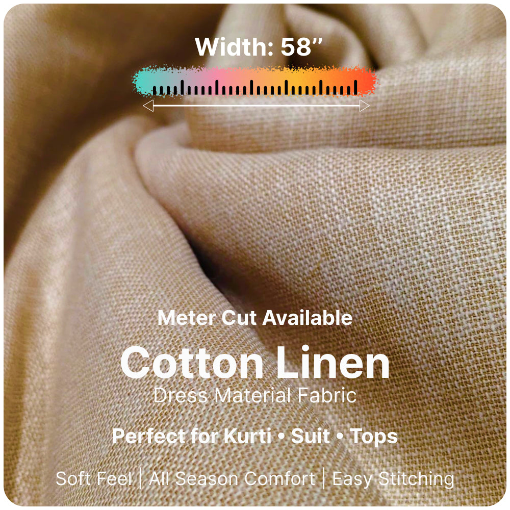 Brown Beige Premium Linen Fabric for Kurti, Blouse & Dress Material | Soft Breathable Linen Cloth
