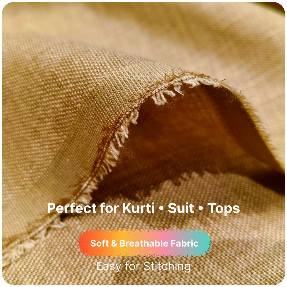 Premium Sand Beige Linen Fabric for Kurti, Shirt & Dress | Soft Breathable Plain Linen Cloth | Boutique Quality Fabric