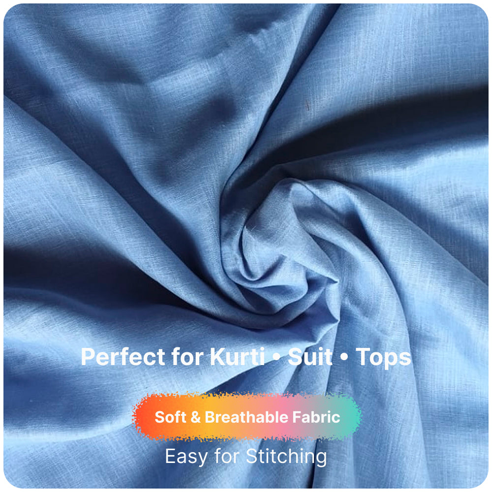 Royal Blue Premium Linen Fabric for Kurti, Blouse & Dress Material | Soft Breathable Linen Cloth